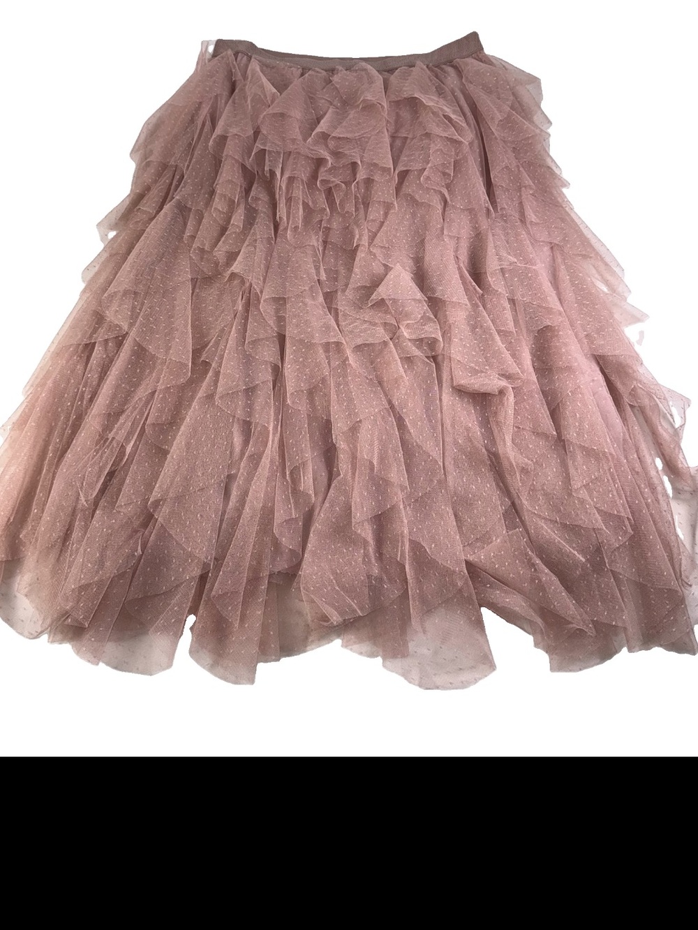 Anthropologie Large Dusty Pink Tulle Skirt The Cheri Ruffled Midi EUC